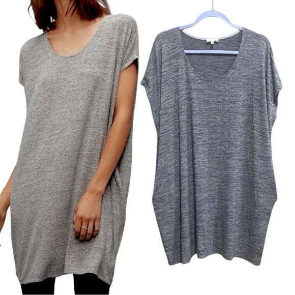 Wilfred Free | Size M Lorelei T-Shirt Dress – Heather Gray Tunic with Pockets - Picture 1 of 12